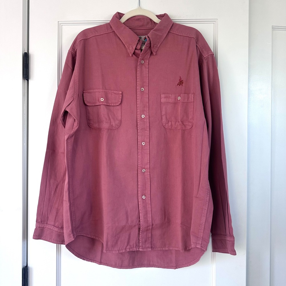 Vintage 90s Imus Mens Large Cotton Twill Western Ranch Shirt Work wear workwear